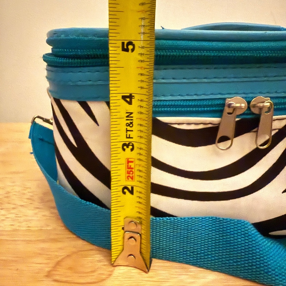 Cute Blue Zebra Pattern ~ Make Up Or Hair Travel Case With Shoulder Strap - Picture 8 of 8